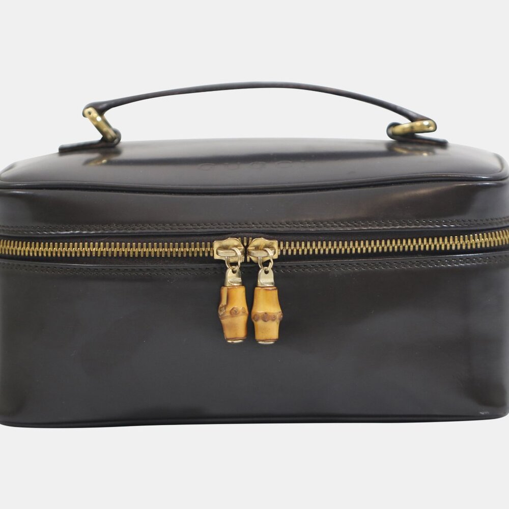 Gucci Bamboo Vanity Bag – Brown Patent Leather – Vintage